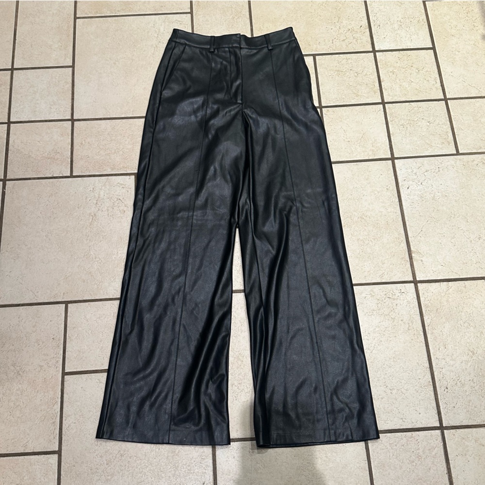 Dynamite Black Wide-Leg Faux Leather Trousers